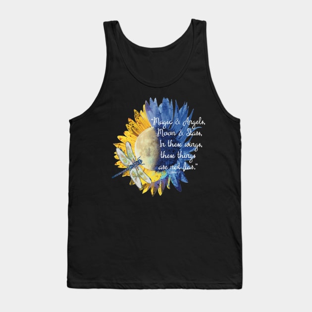 Sunflower Moon Dragonfly Quote Tank Top by Beauty Bug Hub